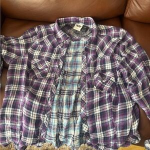 Harley-Davidson Purple and Blue Plaid Button Down Shirt